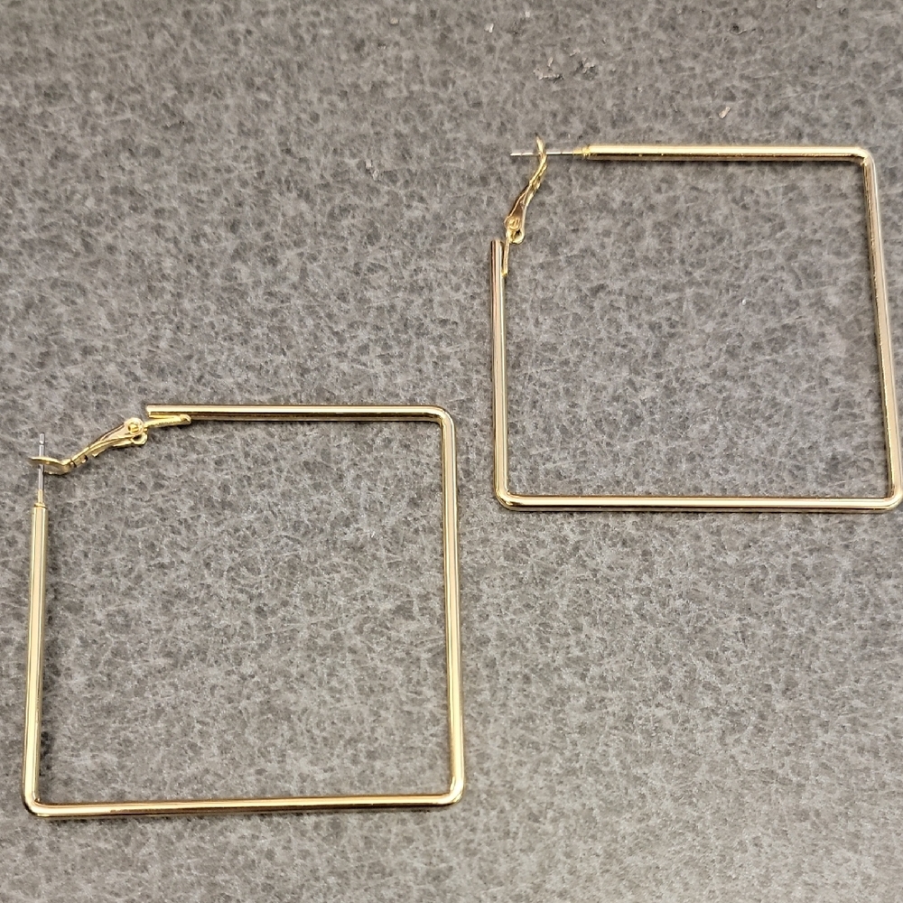 Elegant Large Gold Square Hoop Earrings